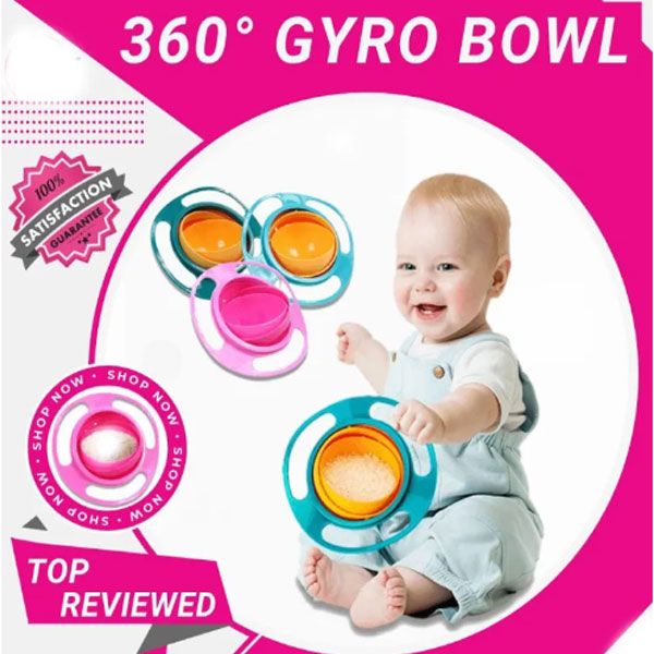 Gyro bowl 360 degree rotation spill- fun while eating