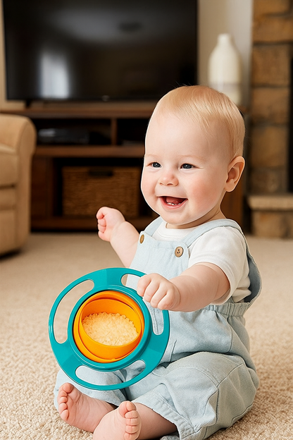 Gyro bowl 360 degree rotation spill- fun while eating