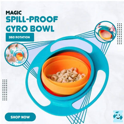 Gyro bowl 360 degree rotation spill- fun while eating