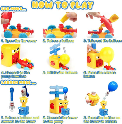 Car balloon Air power toy - Tower balloon car for kids